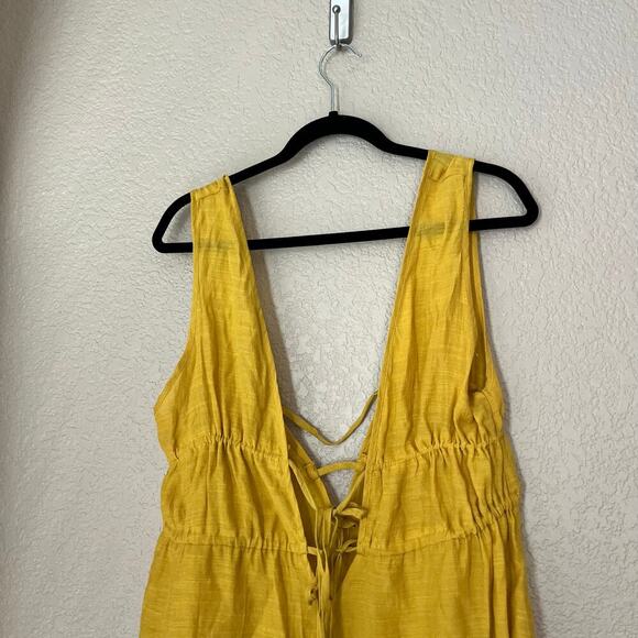 NWT Cupshe Swim Cover Up Long Shirt Small Yellow Mustard New - Picture 3 of 5